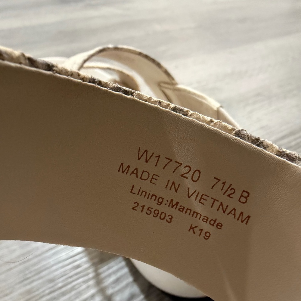 Cole Haan Zerogrand Double Band Cream and Gray Snake Print Sandals - Picture 13 of 14